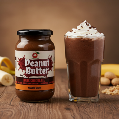Picture of Organicoo Dark Chocolate Peanut Butter Spread – Vegan, Cholesterol-Free, No Added Sugar – Glass Jar – 200g