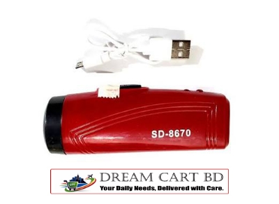 Picture of Ridak SD-8670 Rechargeable LED Flashlight Torch – High Power Long Range Torch with 18650 Battery for Camping & Emergency, Ridak SD-8670, Ridak Torch, Rechargeable LED Flashlight, SD8670 Torch, 18650 Battery Torch, High Power Torch, Long Range Flashlight, USB Rechargeable Torch, Super Bright LED Torch, Emergency Torch