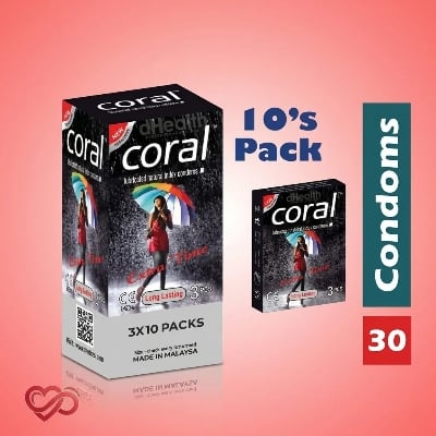 Picture of Coral Extra Time Black Condom 10 Box (30 Pcs)-Black