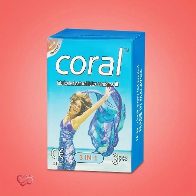 Picture of Coral 3 in 1 Condom, Single Pack, 3 Pcs-Multi