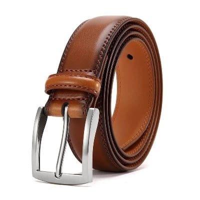 Picture of Men's Genuine Leather Belt Versatile Metal Pin Buckle Belt Luxury Strap Male Belt Business Casual Belt