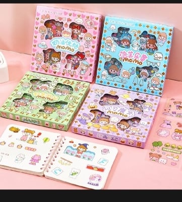 Picture of 100 sheets Cute Cartoon MoMo Waterproof PET Diary Decoration Cute Pattern Die Cut Sticker, DIY Decoration Sticker-Blush Pink