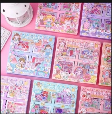 Picture of 100PCS/SET Stickers Gift Cute Cartoon Ins Sweetheart Girl Material Diary Decorative Stickers Kawaii Planner Stickers |