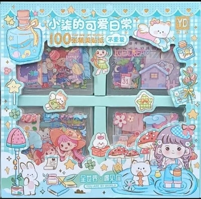 Picture of 100PCS/SET Stickers Gift Cute Cartoon Ins Sweetheart Girl Material Diary Decorative Stickers Kawaii Planner Stickers |