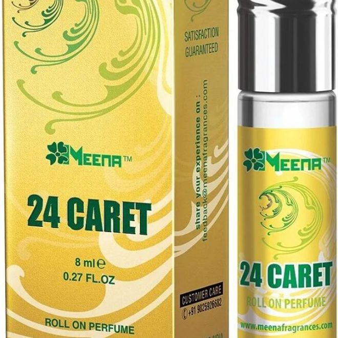 Picture of Golden Concentrated Perfume Oil Meena 24 Carat Roll On Attar, Packaging Type: Box, Packaging Size: 8ml-Black