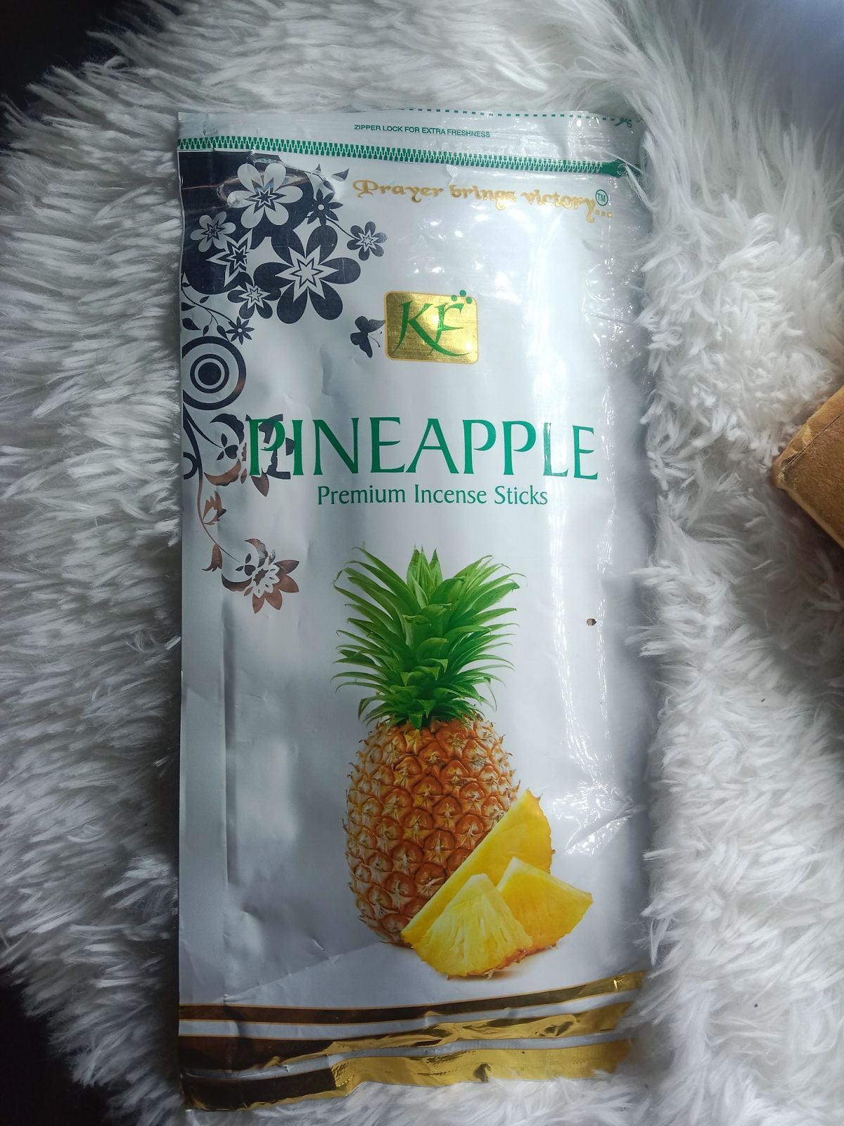 Picture of Pinapple Zipper Pack Incense Sticks - 130gm (100pics )Agarbatti.made in india.-Brown