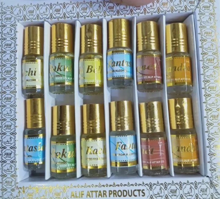 Picture of Attar for Men ALIF Pata Attar 3 ml - 12 PC  6 Different Fragnance -Multicolor