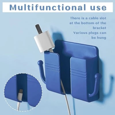 Picture of Wall Mounted Mobile Phone Holder Multifunction Holder Remote Control Storage Box Charger Hook Cable Charging Dock Stand-Multicolor