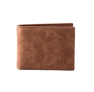 Picture of Mens Short Wallet Fashion Light Face Soft Leather Mens Horizontal Multifunctional Wallet | https://click.daraz.com.bd/e/_-Brown
