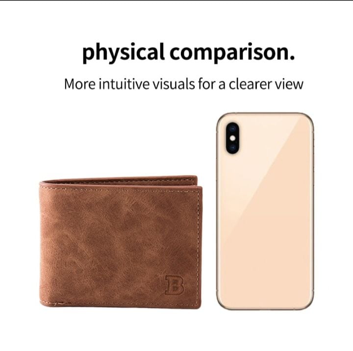 Picture of Mens Short Wallet Fashion Light Face Soft Leather Mens Horizontal Multifunctional Wallet | https://click.daraz.com.bd/e/_-Brown