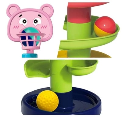 Picture of 4 Layer Ball Drop Roll Swirling Tower Toddler Baby Development Educational Toy Bright colors interactive sounds intricate shapes - Baby Toys - Baby Toys |-Brown