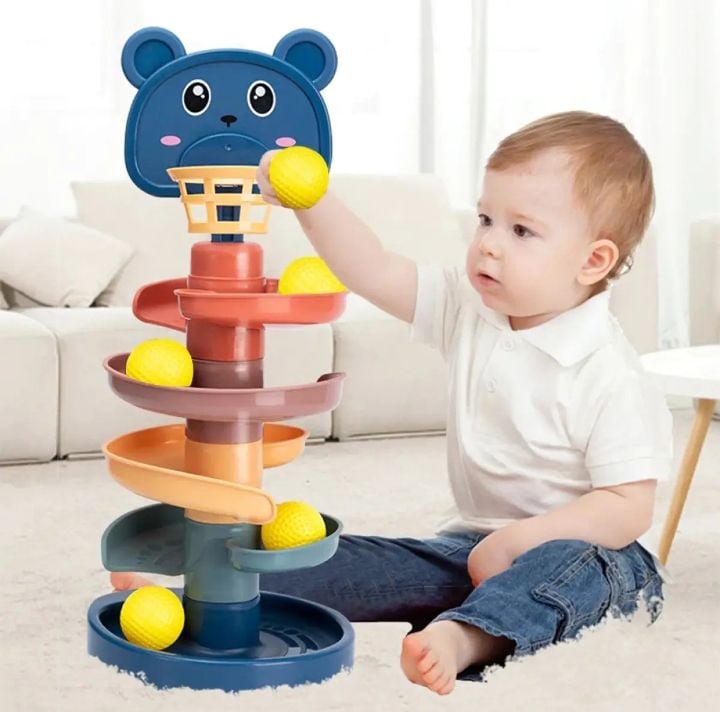 Picture of 4 Layer Ball Drop Roll Swirling Tower Toddler Baby Development Educational Toy Bright colors interactive sounds intricate shapes - Baby Toys - Baby Toys |-Brown