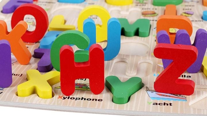 Picture of AdiChai Wooden My First Small Alphabet Puzzle Board Colorful Learning Educational Board Toys for Kids, My First Learning Set (Multicolor) |-Multicolor