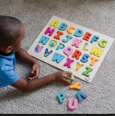 Picture of AdiChai Wooden My First Small Alphabet Puzzle Board Colorful Learning Educational Board Toys for Kids, My First Learning Set (Multicolor) |-Multicolor