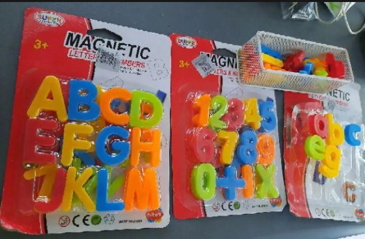 Picture of Magnetic Letters Numbers Symbols Toy ABC 123 abc  Magnetic Alphabet Kids Educational Learning Toy - Baby Toys |-Brown