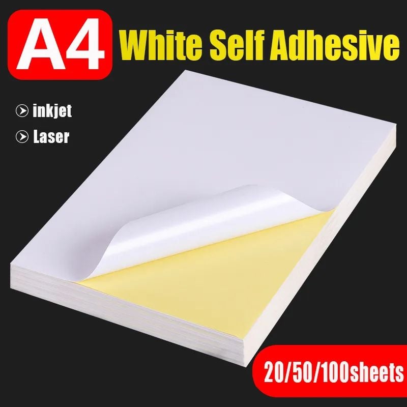 Picture of A4 210mm X 297mm Matt White Self Adhesive Easy Peeling Printable Sticker Paper For Inkjet Printer 10 Sheets Label Sticker-White