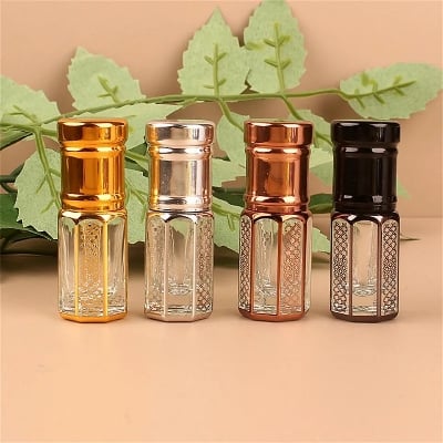 Picture of 3/6/12ML Luxury Golden Refillable Essential Oils Roll On Glass Bottles Empty Roller Perfume Bottle Cosmetics Sample Containers-Gold