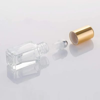 Picture of 3.5 ml Square Glass Roller Bottle For ATTAR Oils plastic  Caps lip gloss for women garrafa travel-Gold