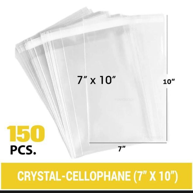 Picture of Crystal Cellophane (7" x 10" ) 150 Pcs Poly for Packaging Material Print Label-White