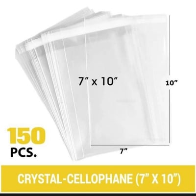 Picture of Crystal Cellophane (7" x 10" ) 150 Pcs Poly for Packaging Material Print Label-White