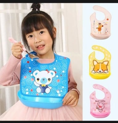 Picture of Multi Color Plastic Bibs For Babies - 1 PCS (( Color as per Stock ))-Multicolor