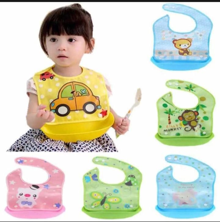 Picture of Multi Color Plastic Bibs For Babies - 1 PCS (( Color as per Stock ))-Multicolor