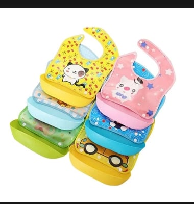 Picture of Multi Color Plastic Bibs For Babies - 1 PCS (( Color as per Stock ))-Multicolor