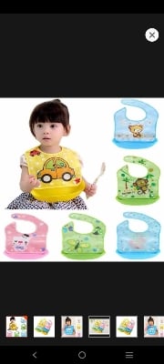 Picture of Multi Color Plastic Bibs For Babies - 1 PCS (( Color as per Stock ))-Multicolor