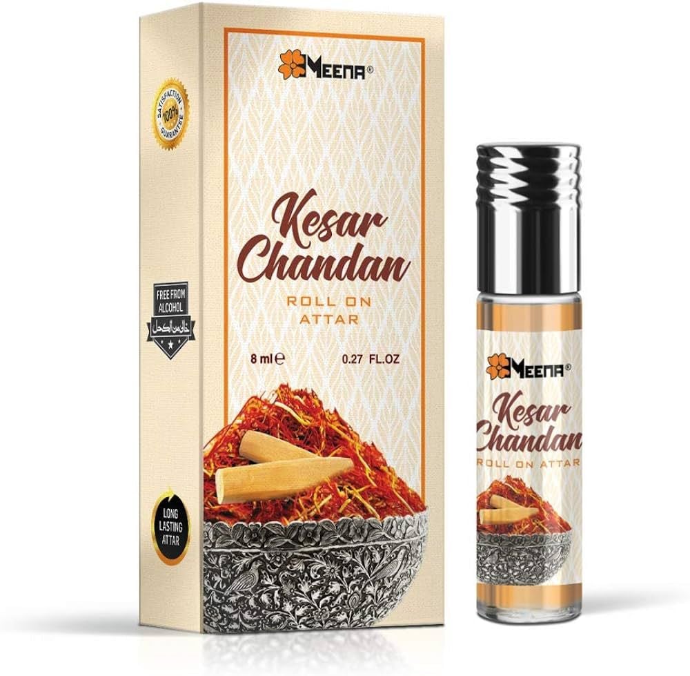 Picture of MEENA Kesar Chandan Roll-on Attar, 8 ml-Brown
