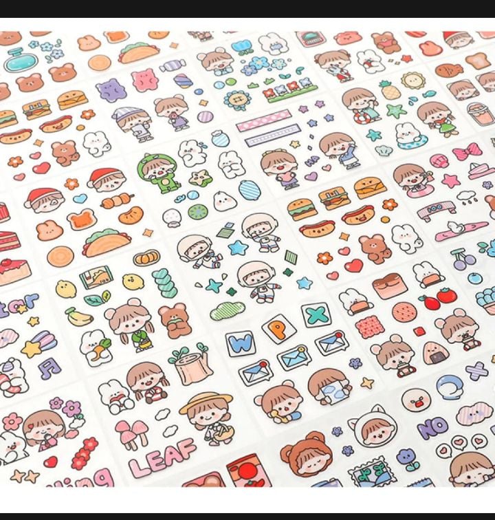 Picture of 100PCS Cute Cartoon PET Waterproof Stickers Album Diary Journal Decorative Scrapbooking DIY Sticker With Box |-Multicolor