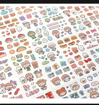Picture of 100PCS Cute Cartoon PET Waterproof Stickers Album Diary Journal Decorative Scrapbooking DIY Sticker With Box |-Multicolor