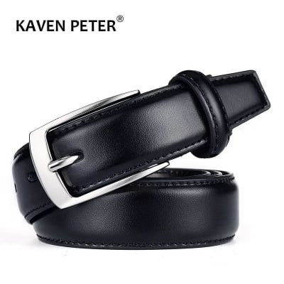 Picture of Classic Leather Belt For Men Luxury Business Male Cowhide Leather Belts 3.0 CM Casual Pin Buckle Belt For Men Dropshipping-Black