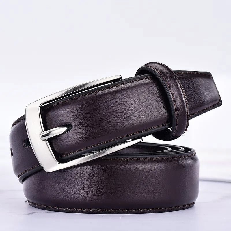 Picture of Classic Leather Belt For Men Luxury Business Male Cowhide Leather Belts 3.0 CM Casual Pin Buckle Belt For Men Dropshipping-Black