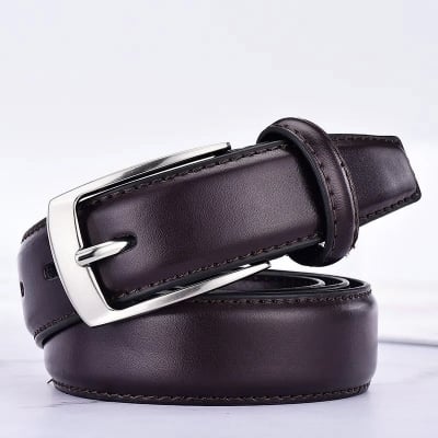 Picture of Classic Leather Belt For Men Luxury Business Male Cowhide Leather Belts 3.0 CM Casual Pin Buckle Belt For Men Dropshipping-Black