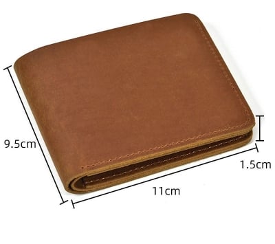 Picture of Crazy Horse Leather Men's Short Wallet Gift For Men Male Brand Designer Mans Coin Purse Retro Fashion Men Purse Short Style.-Brown