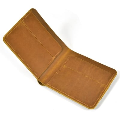 Picture of Crazy Horse Leather Men's Short Wallet Gift For Men Male Brand Designer Mans Coin Purse Retro Fashion Men Purse Short Style.-Brown