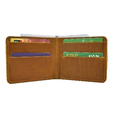 Picture of Crazy Horse Leather Men's Short Wallet Gift For Men Male Brand Designer Mans Coin Purse Retro Fashion Men Purse Short Style.-Brown