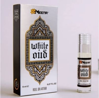 Picture of MEENA FRAGRANCE WHITE OUDH -INTENSE WOODY FLORAL AGARWOOD 8ML ROLL ON ATTAR (INDIA) |-White