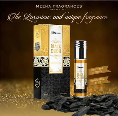 Picture of Meena Black Oudh : Premium Quality Roll On Attar-8ML-Made In India |-Black