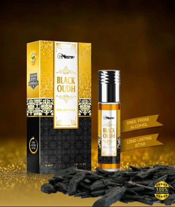 Picture of Meena Black Oudh : Premium Quality Roll On Attar-8ML-Made In India |-Black