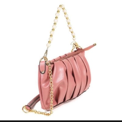 Picture of Pearl chain kuchi double belt crossbody shoulder sidebag for girls |-Multicolor