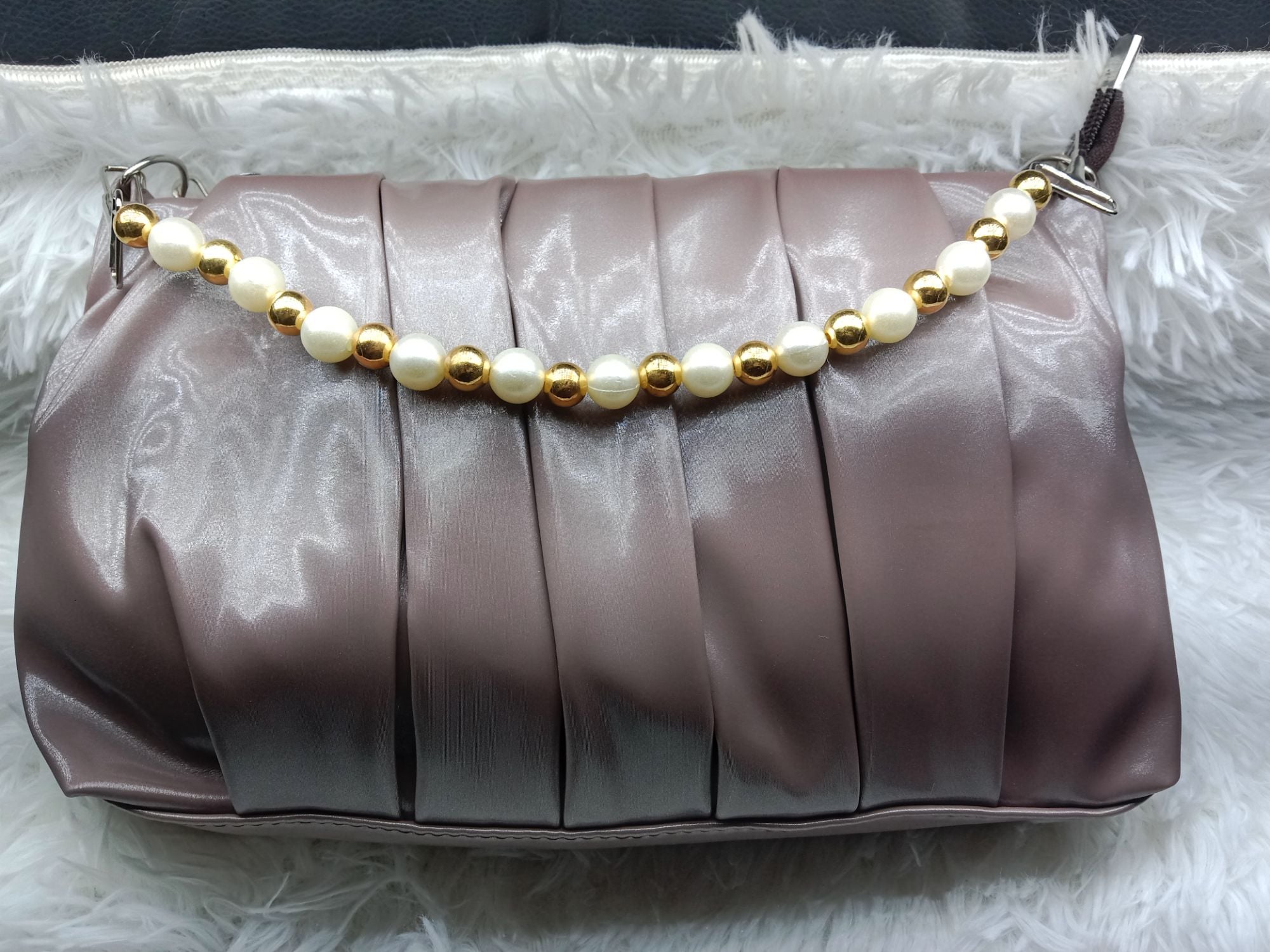 Picture of Pearl chain kuchi double belt crossbody shoulder sidebag for girls |-Multicolor