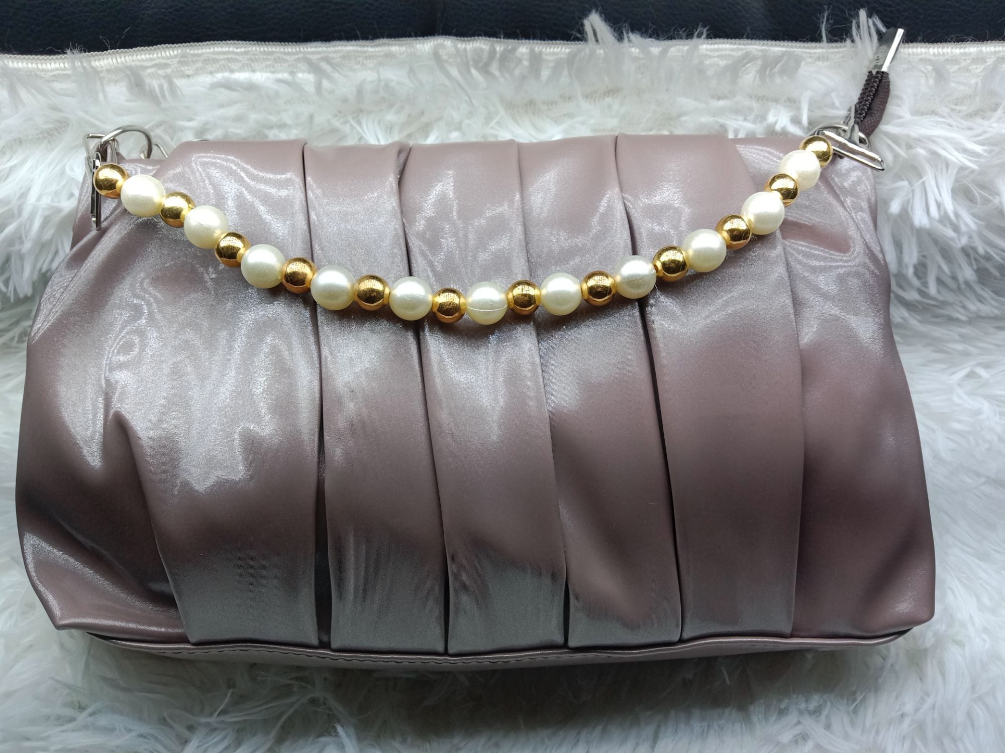 Picture of Pearl chain kuchi double belt crossbody shoulder sidebag for girls |-Multicolor