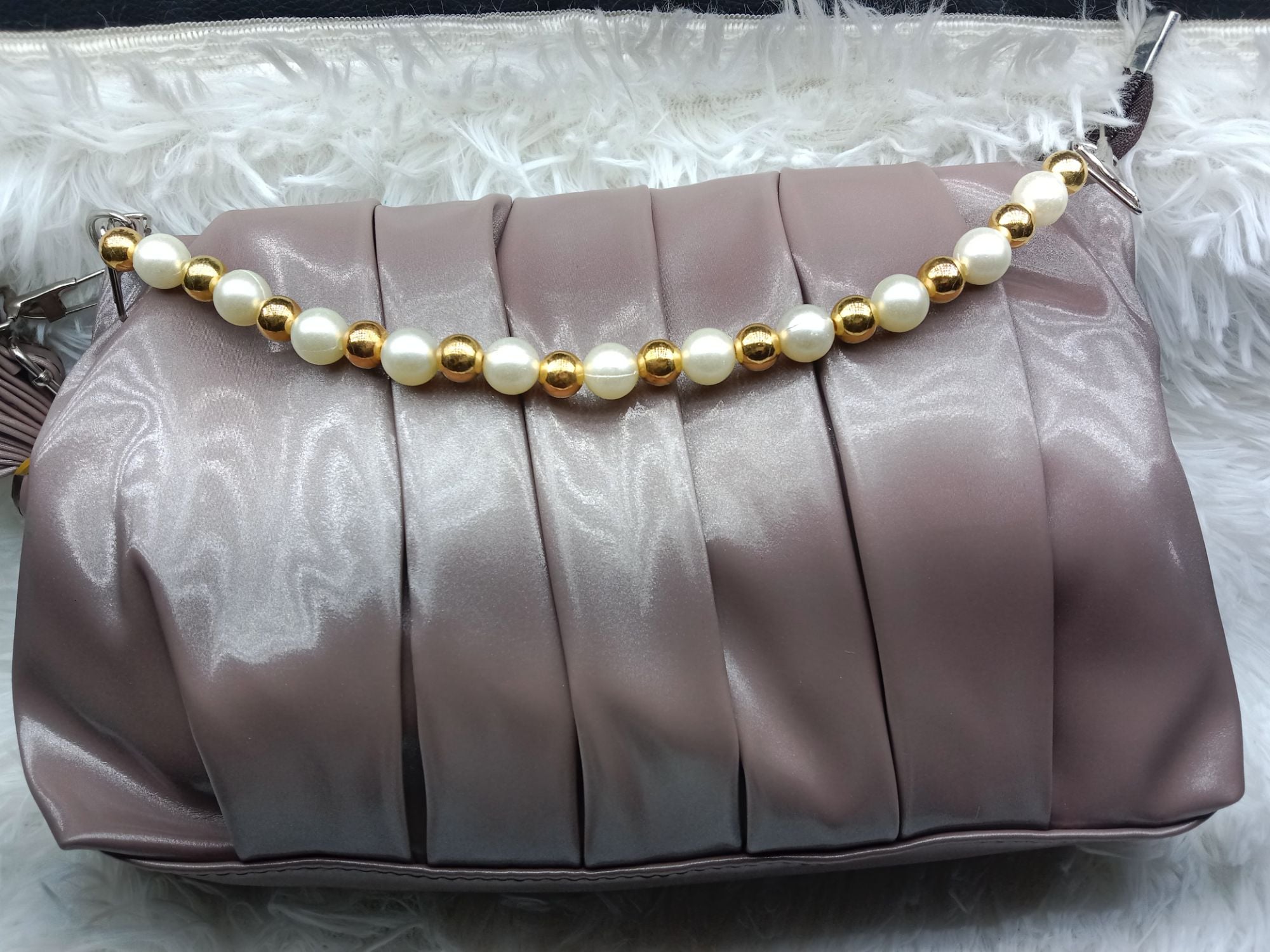 Picture of Pearl chain kuchi double belt crossbody shoulder sidebag for girls |-Multicolor
