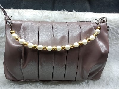 Picture of Pearl chain kuchi double belt crossbody shoulder sidebag for girls |-Multicolor