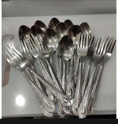 Picture of Stainless Steel Tea And Kata/Fork Spoon 24 pices Set - kitchen accessories |code= 100-White