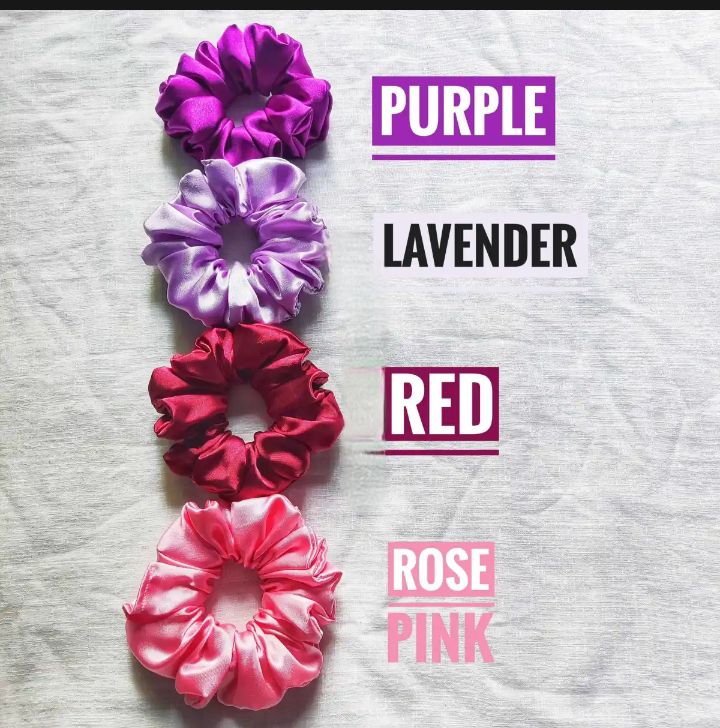 Picture of 10 Pcs  Satin Silk Scrunchies Hair Accessories Hair Band & Wrist Band For Girls & Women-Multicolor