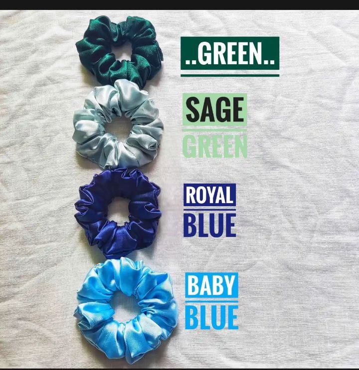 Picture of 10 Pcs  Satin Silk Scrunchies Hair Accessories Hair Band & Wrist Band For Girls & Women-Multicolor