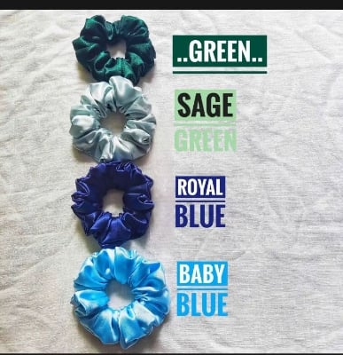 Picture of 10 Pcs  Satin Silk Scrunchies Hair Accessories Hair Band & Wrist Band For Girls & Women-Multicolor