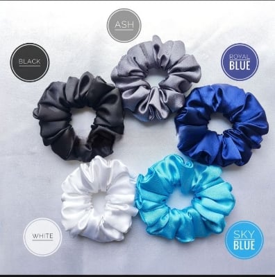 Picture of 10 Pcs  Satin Silk Scrunchies Hair Accessories Hair Band & Wrist Band For Girls & Women-Multicolor
